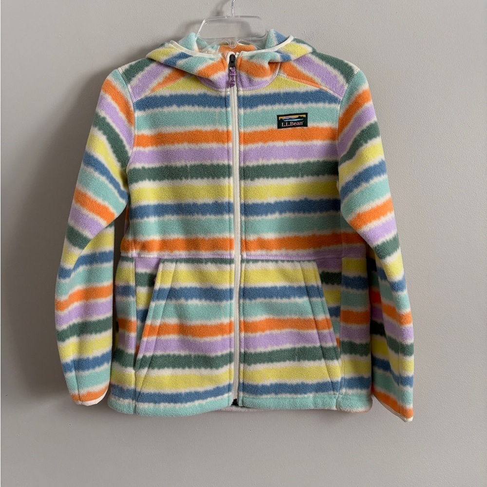 L.L.Bean Kids Mountain Full Zip Fleece Hooded Jacket Size Large (14-16) Girl EUC